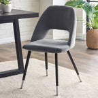 Grey Velvet Dining Chair with Tapered Back