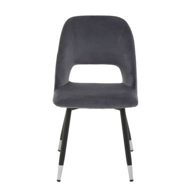 Grey Velvet Dining Chair with Tapered Back