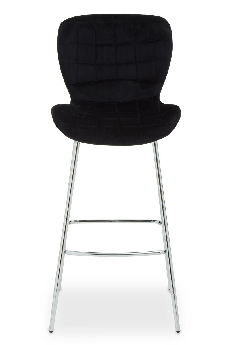 Quilted Black Velvet Bar Chair