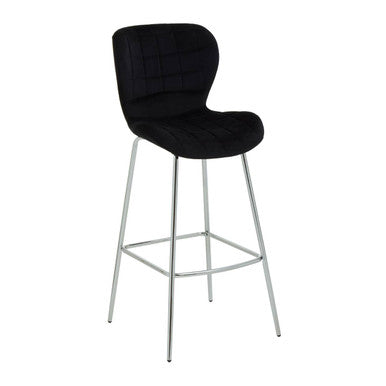 Quilted Black Velvet Bar Chair