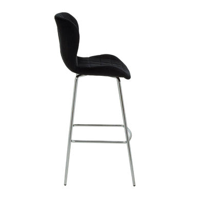 Quilted Black Velvet Bar Chair