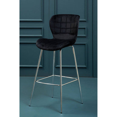 Quilted Black Velvet Bar Chair