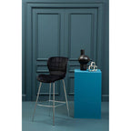 Quilted Black Velvet Bar Chair