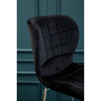 Quilted Black Velvet Bar Chair