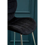Quilted Black Velvet Bar Chair