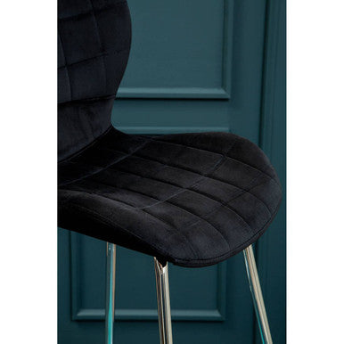 Quilted Black Velvet Bar Chair