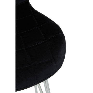 Quilted Black Velvet Bar Chair