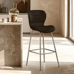 Quilted Black Velvet Bar Chair