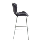 Quilted Grey Velvet Bar Chair