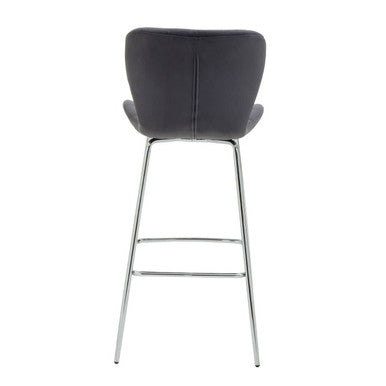Quilted Grey Velvet Bar Chair
