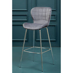 Quilted Grey Velvet Bar Chair