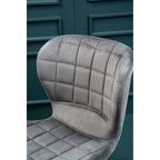 Quilted Grey Velvet Bar Chair