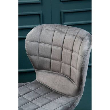 Quilted Grey Velvet Bar Chair