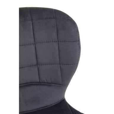 Quilted Grey Velvet Bar Chair