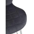 Quilted Grey Velvet Bar Chair