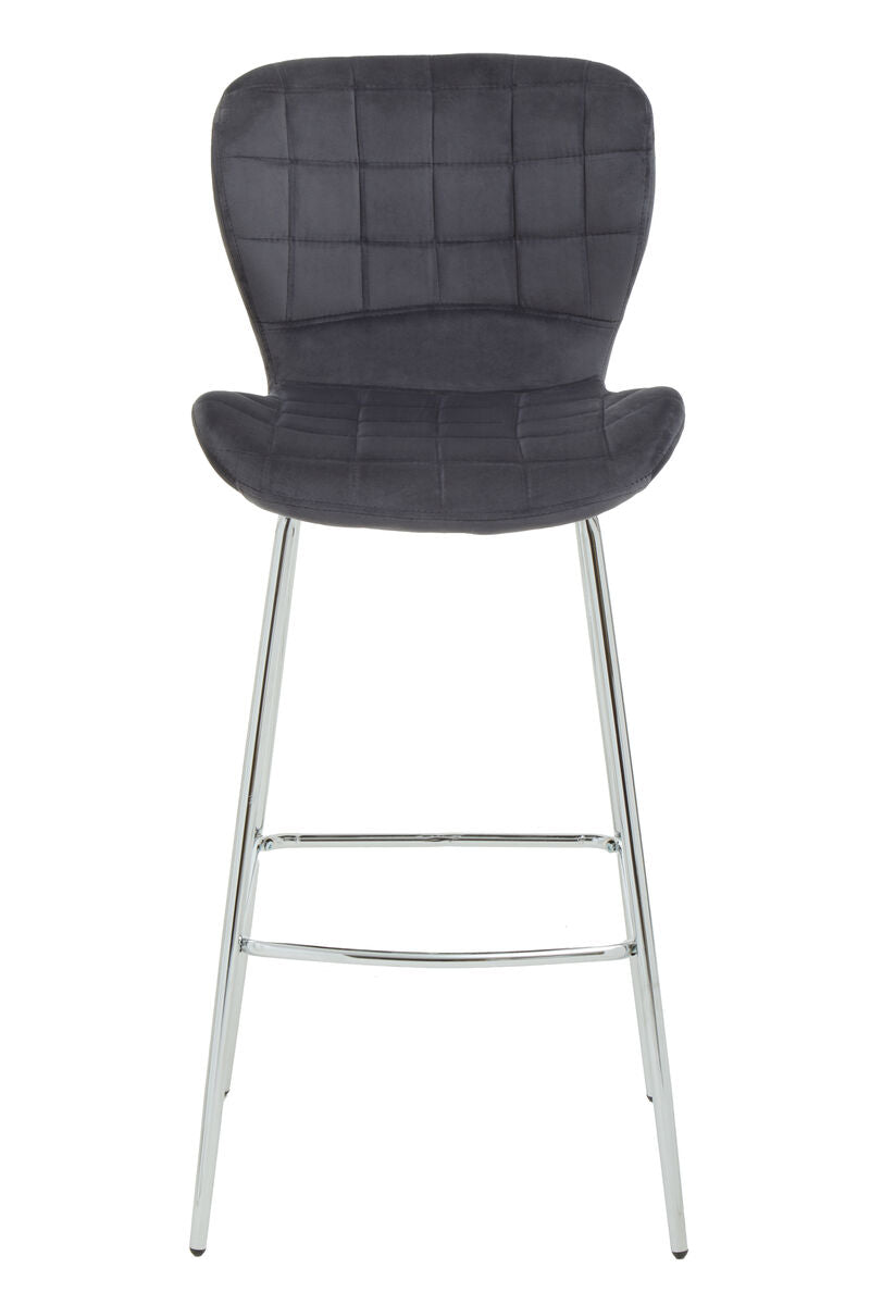 Quilted Grey Velvet Bar Chair