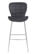 Quilted Grey Velvet Bar Chair