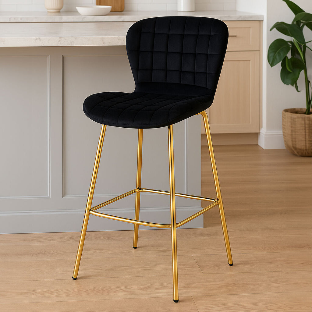 Quilted Black Bar Chair
