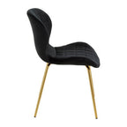 Quilted Black Velvet Dining Chair with Gold Legs