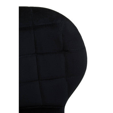 Quilted Black Velvet Dining Chair with Gold Legs