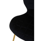 Quilted Black Velvet Dining Chair with Gold Legs