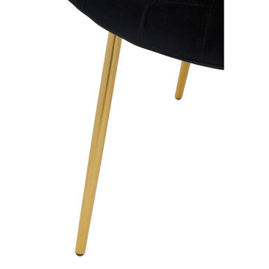 Quilted Black Velvet Dining Chair with Gold Legs