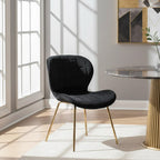 Quilted Black Velvet Dining Chair with Gold Legs