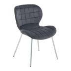 Quilted Grey Velvet Dining Chair