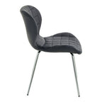 Quilted Grey Velvet Dining Chair