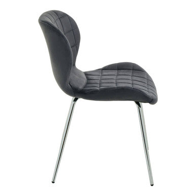 Quilted Grey Velvet Dining Chair