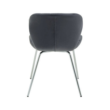 Quilted Grey Velvet Dining Chair