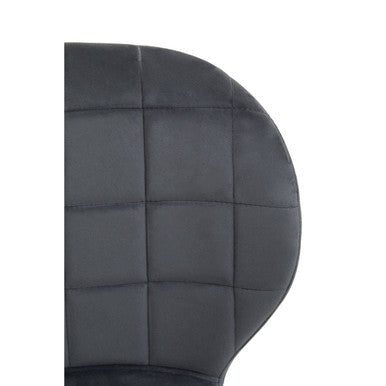 Quilted Grey Velvet Dining Chair