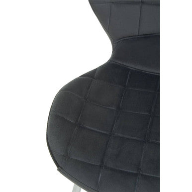 Quilted Grey Velvet Dining Chair