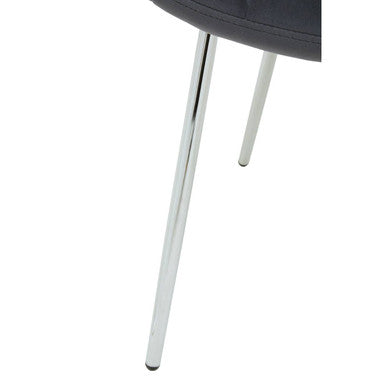 Quilted Grey Velvet Dining Chair