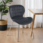 Quilted Grey Velvet Dining Chair