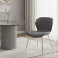 Quilted Grey Velvet Dining Chair