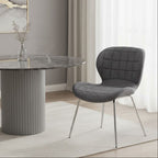 Quilted Grey Velvet Dining Chair