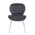 Quilted Grey Velvet Dining Chair