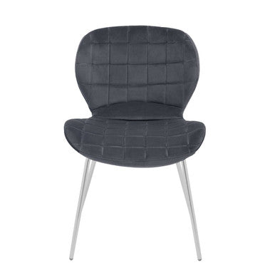 Quilted Grey Velvet Dining Chair