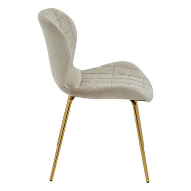 Quilted Mink Velvet Dining Chair