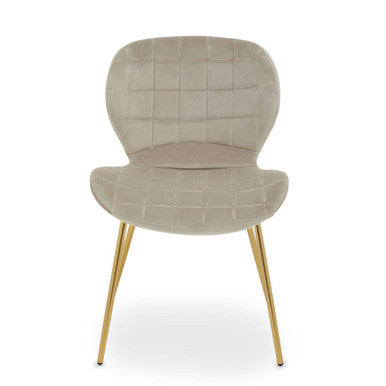 Quilted Mink Velvet Dining Chair