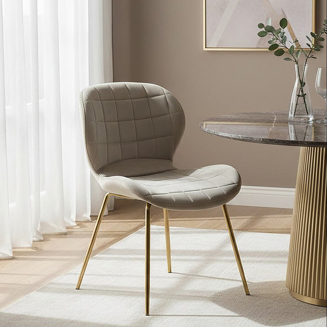 Quilted Mink Velvet Dining Chair