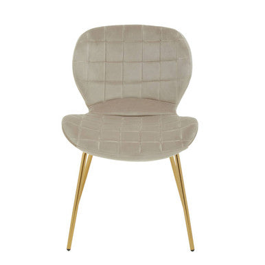 Quilted Mink Velvet Dining Chair