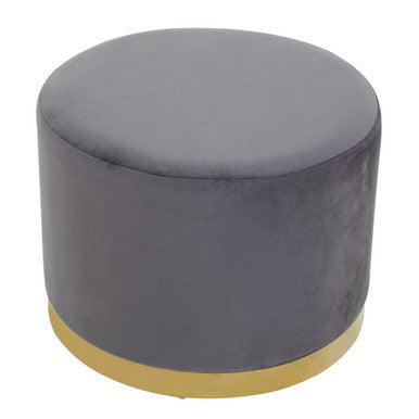 Grey Velvet Round Stool