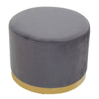 Grey Velvet Round Stool
