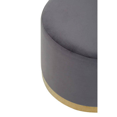 Grey Velvet Round Stool