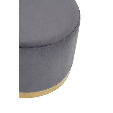Grey Velvet Round Stool