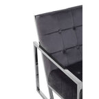 Grey Velvet Button Tufted Chair with Silver Finish Frame