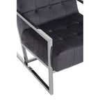 Grey Velvet Button Tufted Chair with Silver Finish Frame