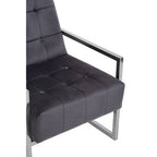 Grey Velvet Button Tufted Chair with Silver Finish Frame